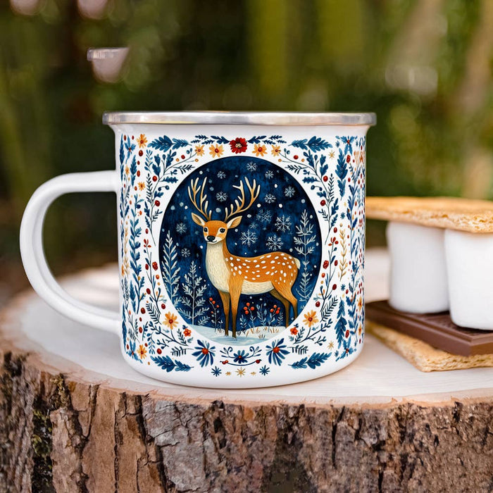 Winter Woodland Deer Campfire 16oz Mug