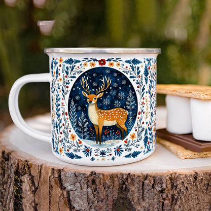 Winter Woodland Deer Campfire 16oz Mug