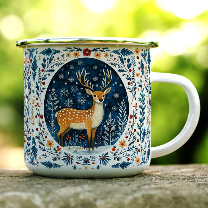 Winter Woodland Deer Campfire 16oz Mug