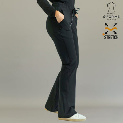 Women’s 915 Super Stretch Black Flare Scrub Pants