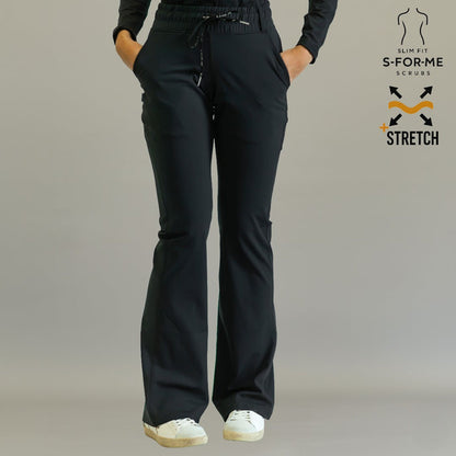 Women’s 915 Super Stretch Black Flare Scrub Pants