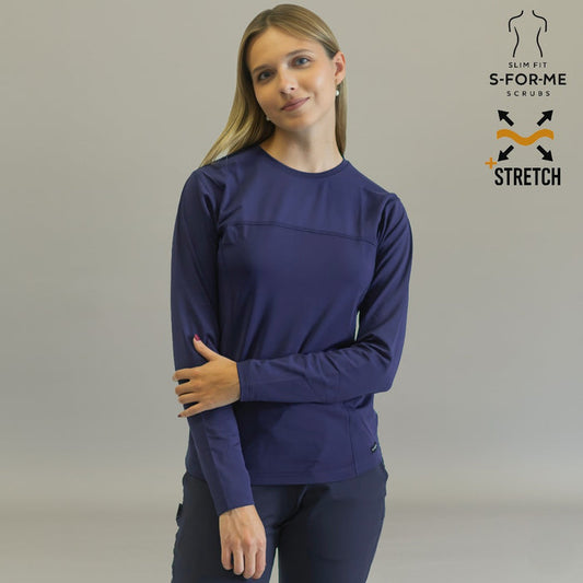 Women's Long Sleeve Underscrub | Navy Super Stretch