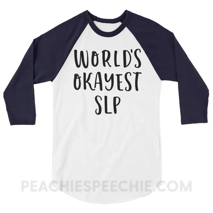 World’s Okayest SLP Baseball Tee - T-Shirts & Tops peachiespeechie.com