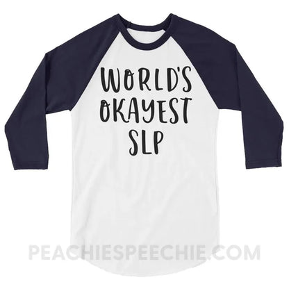 World’s Okayest SLP Baseball Tee - T-Shirts & Tops peachiespeechie.com