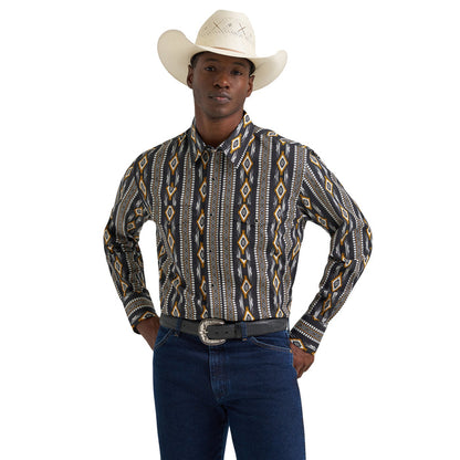 Wrangler Men's Checotah® Long Sleeve Western Snap Printed Shirt Work Shirts Wrangler Black 2XL Reg