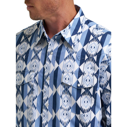 Wrangler Men's Checotah® Long Sleeve Western Snap Printed Shirt Work Shirts Wrangler