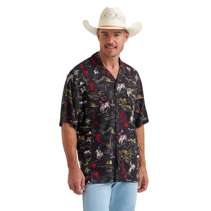 Wrangler Men's Coconut Cowboy Camp Shirt Work Shirts Wrangler Black 2XL Reg