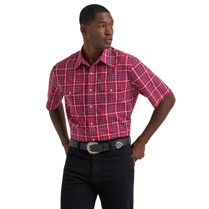 Wrangler Men's Wrinkle Resist Western Pearl Snap Work Shirt Work Shirts Wrangler Red 2XL Reg